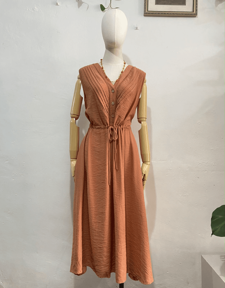 Vestido largo terracota