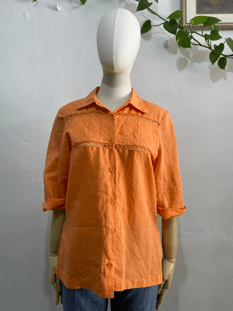 Camisa de lino naranja