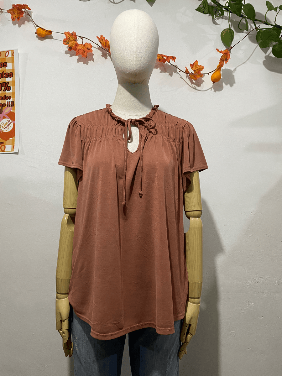 Blusa manga corta terracota