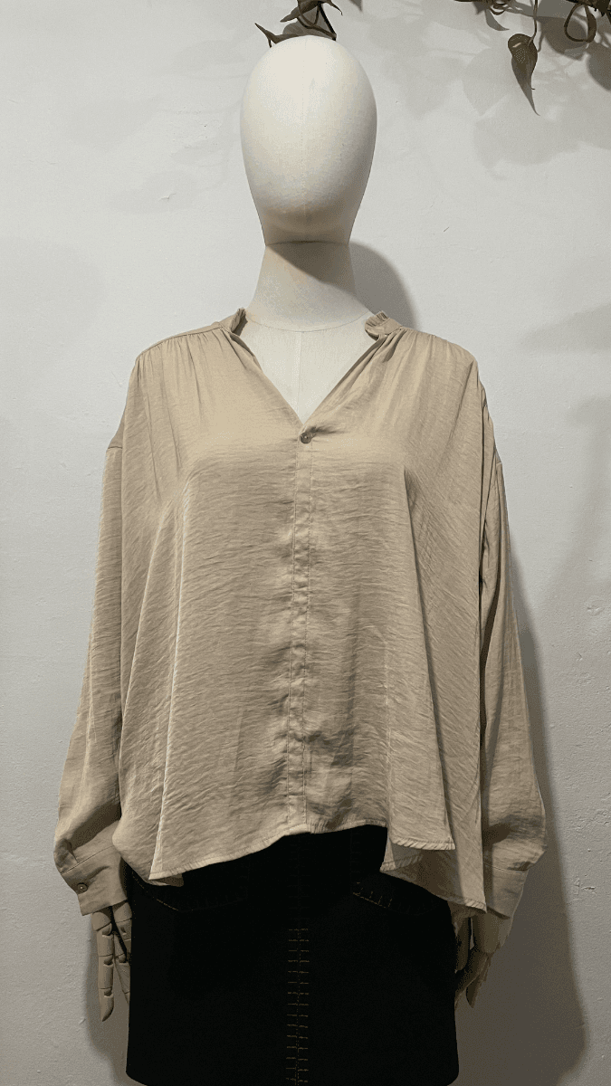 Blusa beige satinada · Beige