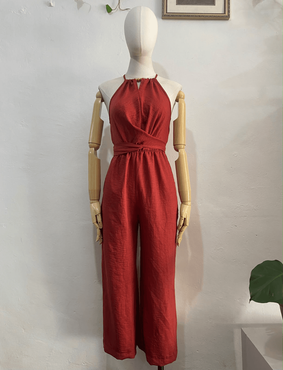 Enterizo largo color ladrillo halter